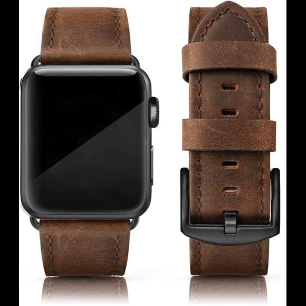 Leather Bans Compatible with Apple Watch 45mm 42mm 44mm Band Men Women